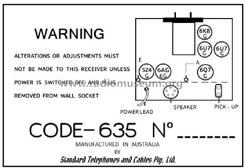 635J Ch= 635; Standard Telephones (ID = 2787521) Radio