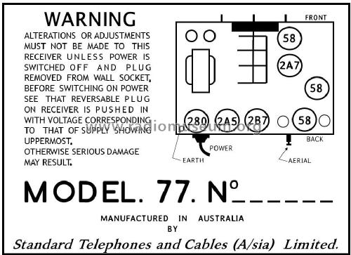 776 CH=77; Standard Telephones (ID = 2786395) Radio