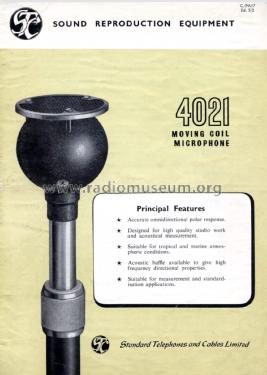 Dynamic Microphone 4021; Standard Telephones (ID = 2919363) Microphone/PU