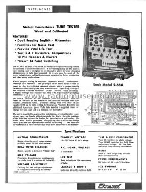 Dynamic Mutual Conductance Tube Tester 9-66; Stark Electronic (ID = 1254079) Equipment