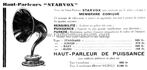 Haut-parleur à pavillon Type Standard; Starvox-Radio Cie / (ID = 2695730) Speaker-P