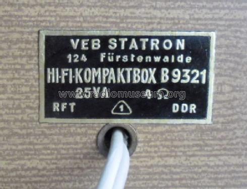 Hi-Fi-Kompaktbox B 9321; Statron, VEB Ostd.; (ID = 1700267) Altavoz-Au