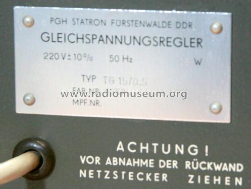 Transistor-Gleichspannungsregler TG15/0,5; Statron, VEB Ostd.; (ID = 2239937) Equipment