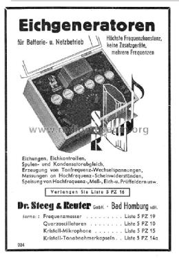 Eichgenerator 1 ; Steeg, Dr., & Reuter (ID = 1293894) Equipment