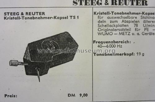 Kristall-Tonabnehmer-Kapsel TS 1; Steeg, Dr., & Reuter (ID = 2481832) R-Player