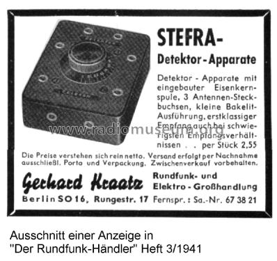 Detektor-Apparat Modell 42; Stefra Marke, Rudolf (ID = 2630064) Galena