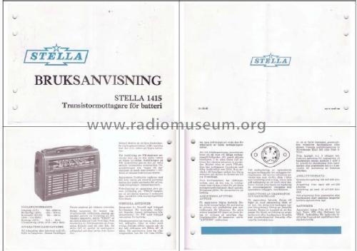Transistormottagare 1415; Stella Radio AB; (ID = 966318) Radio