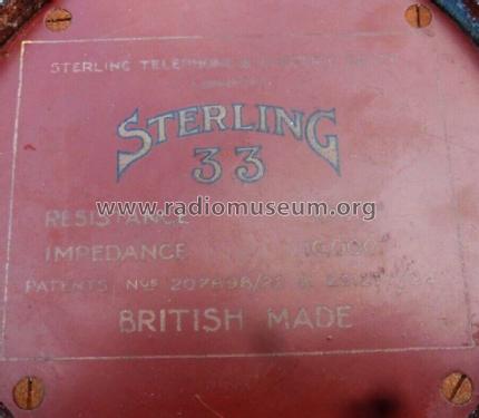 33 ; Sterling Telephone & (ID = 3044098) Speaker-P