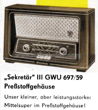 Sonneberg Sekretär III 697/59GWU; Stern-Radio (ID = 1261417) Radio