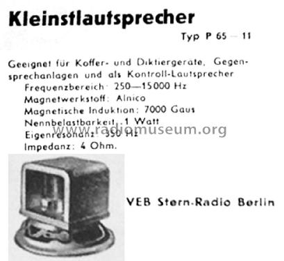 Lautsprecherchassis P65-11; Stern-Radio Berlin, (ID = 1817707) Speaker-P