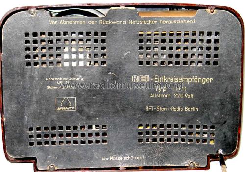 RFT-Einkreisempfänger 1U11; Stern-Radio Berlin, (ID = 119701) Radio