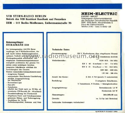 Steratrans R2310; Stern-Radio Berlin, (ID = 1324274) Radio