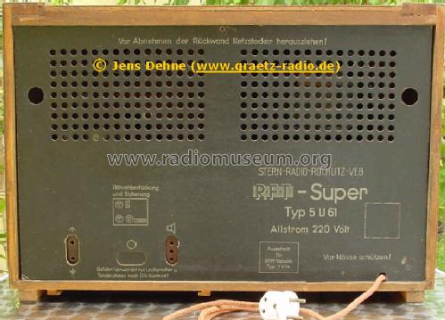 RFT-Super 5U61; Stern-Radio Rochlitz (ID = 461092) Radio