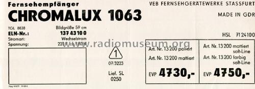 Chromalux 1063; Stern-Radio Staßfurt (ID = 2863555) Televisión