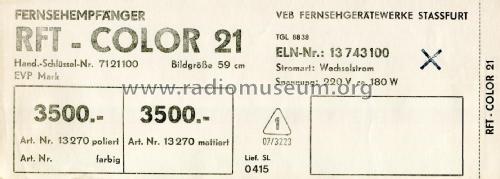 Color 21; Stern-Radio Staßfurt (ID = 2863552) Televisión