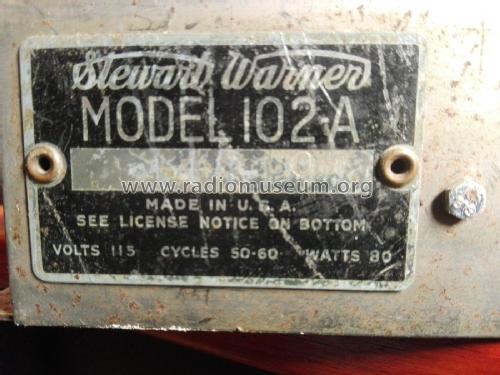 102-A chassis; Stewart Warner Corp. (ID = 2510769) Radio