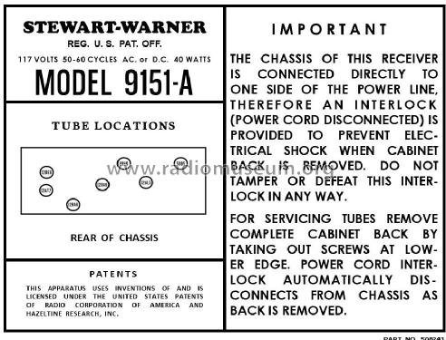 9151-A ; Stewart Warner Corp. (ID = 2900776) Radio