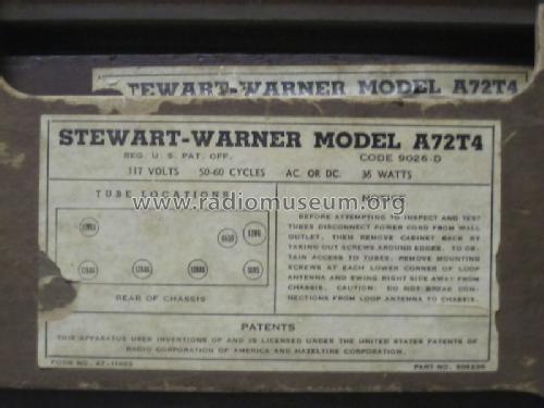 A72T4 Ch= 9026D; Stewart Warner Corp. (ID = 872108) Radio