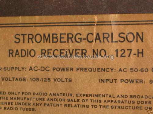 127-H Ch= P-26845; Stromberg-Carlson Co (ID = 395930) Radio