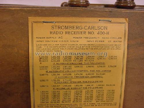 400-H Ch= 400; Stromberg-Carlson Co (ID = 680581) Radio