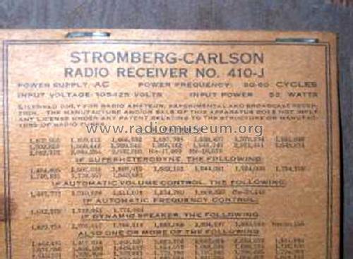 410-J Ch= 410; Stromberg-Carlson Co (ID = 310948) Radio