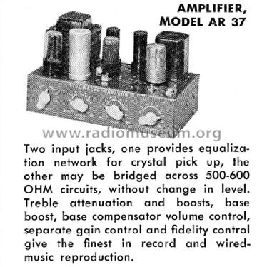 Record Amplifier AR-37; Stromberg-Carlson Co (ID = 1259524) Ampl/Mixer