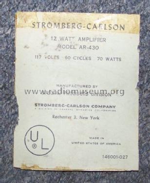 AR-430; Stromberg-Carlson Co (ID = 691470) Ampl/Mixer