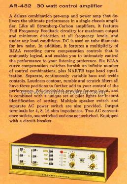 High Fidelity Control Center AR-432; Stromberg-Carlson Co (ID = 2482941) Ampl/Mixer