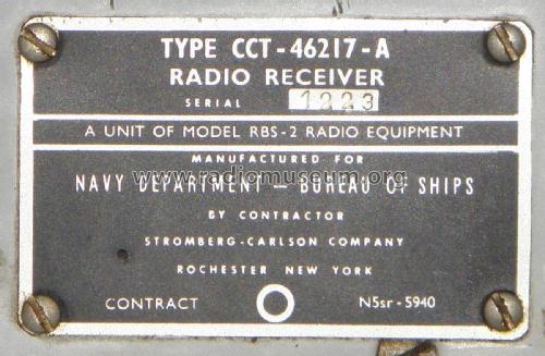 RBS-2 Radio Receiver CCT-46217-A; Stromberg-Carlson Co (ID = 2146287) Mil Re