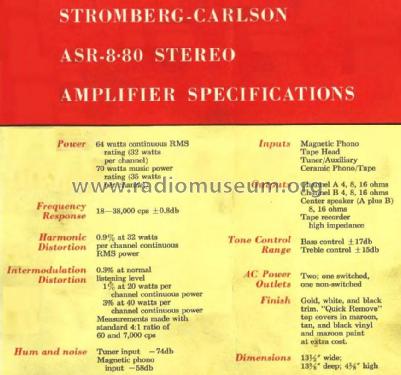 Stereo 8 ASR-8 80 ; Stromberg-Carlson Co (ID = 2482939) Ampl/Mixer