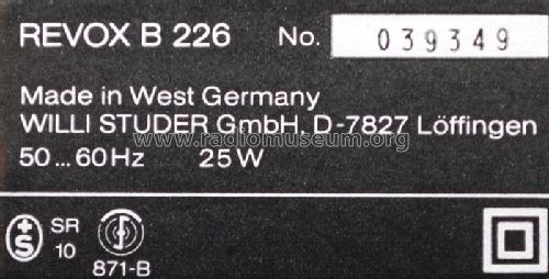 Compact Disc Player B 226; Studer GmbH, Willi (ID = 1038785) Reg-Riprod