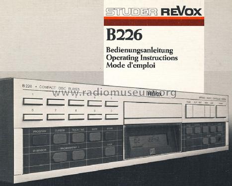 Compact Disc Player B 226; Studer GmbH, Willi (ID = 1041125) Reg-Riprod