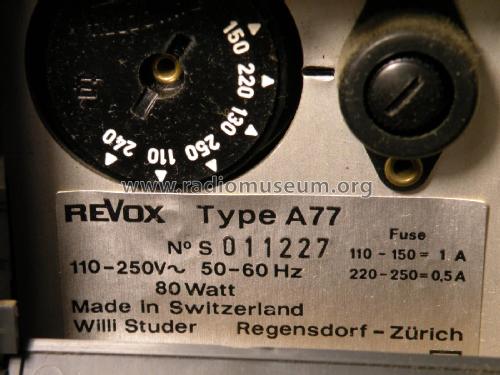 Revox A77 Mk I K; Studer GmbH, Willi (ID = 2662939) R-Player