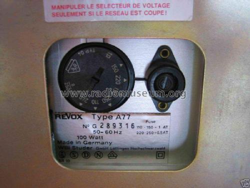 Revox A77 Mk IV CM; Studer GmbH, Willi (ID = 144624) R-Player