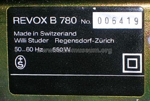 Microcomputer Controlled Synthesizer FM Receiver B780; Studer GmbH, Willi (ID = 576233) Radio