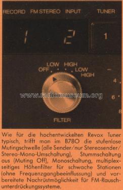 Microcomputer Controlled Synthesizer FM Receiver B780; Studer GmbH, Willi (ID = 783476) Radio