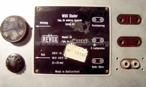 Revox A36 ; Studer-Revox; (ID = 1511254) Reg-Riprod