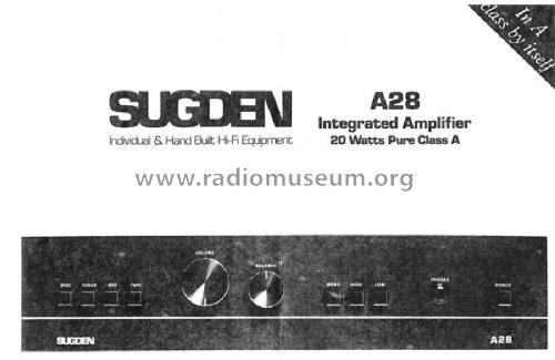 Pure Class A Integrated Amplifier A28; Sugden, J.E., (ID = 2701118) Ampl/Mixer