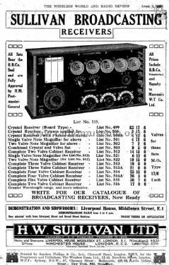 Five-Valve Cabinet Receiver No. 515; Sullivan, H.W., (ID = 1077379) Radio