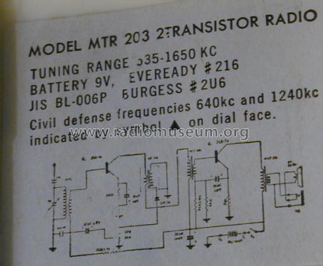 2 Transistors Boy's Radio MTR-203; Summit International (ID = 1017834) Radio