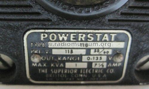 Powerstat Var. Autotransformer 116; Superior Electric Co (ID = 2752420) A-courant