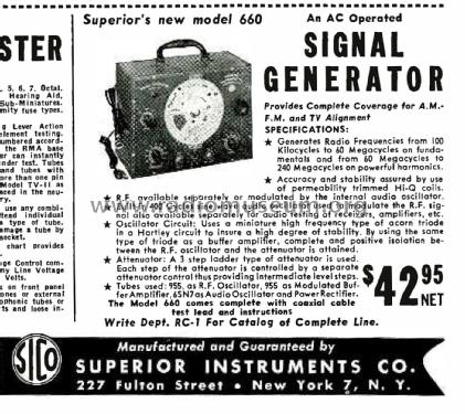 Signal Generator 660; Superior Instruments (ID = 2772875) Equipment