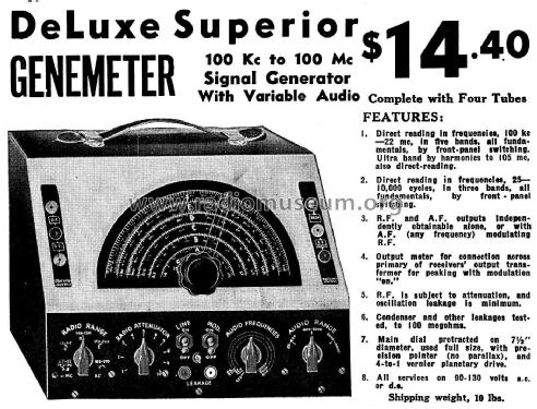 Signal Generator With Variable Audio Deluxe GENEMETER; Superior Instruments (ID = 2783151) Ausrüstung