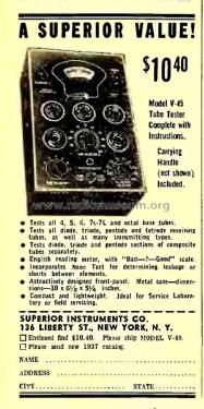 Tube Tester V-45; Superior Instruments (ID = 2783507) Equipment