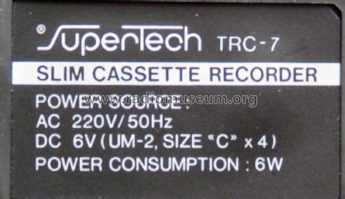 Slim Cassette Recorder TRC-7; SuperTech (ID = 2362331) R-Player