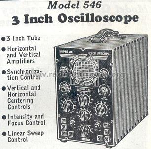 Three Inch Oscilloscope 546; Supreme Instruments (ID = 206371) Equipment