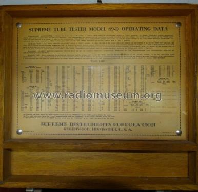Tube Tester Deluxe 89-D; Supreme Instruments (ID = 2711669) Equipment