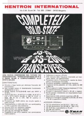 Solid State Transceiver SS-15A; Swan Electronics, (ID = 2748036) Amat TRX