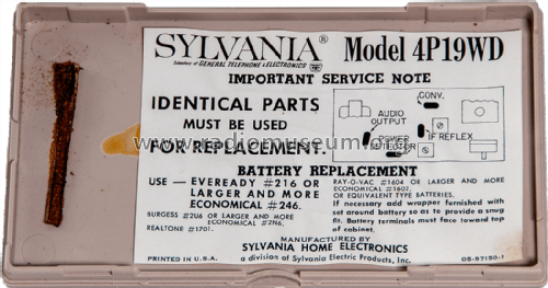 4P19WD Ch= 682-1; Sylvania Hygrade, (ID = 2712611) Radio