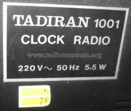 Clock Radio 1001; Tadiran; Tel-Aviv (ID = 1710562) Radio